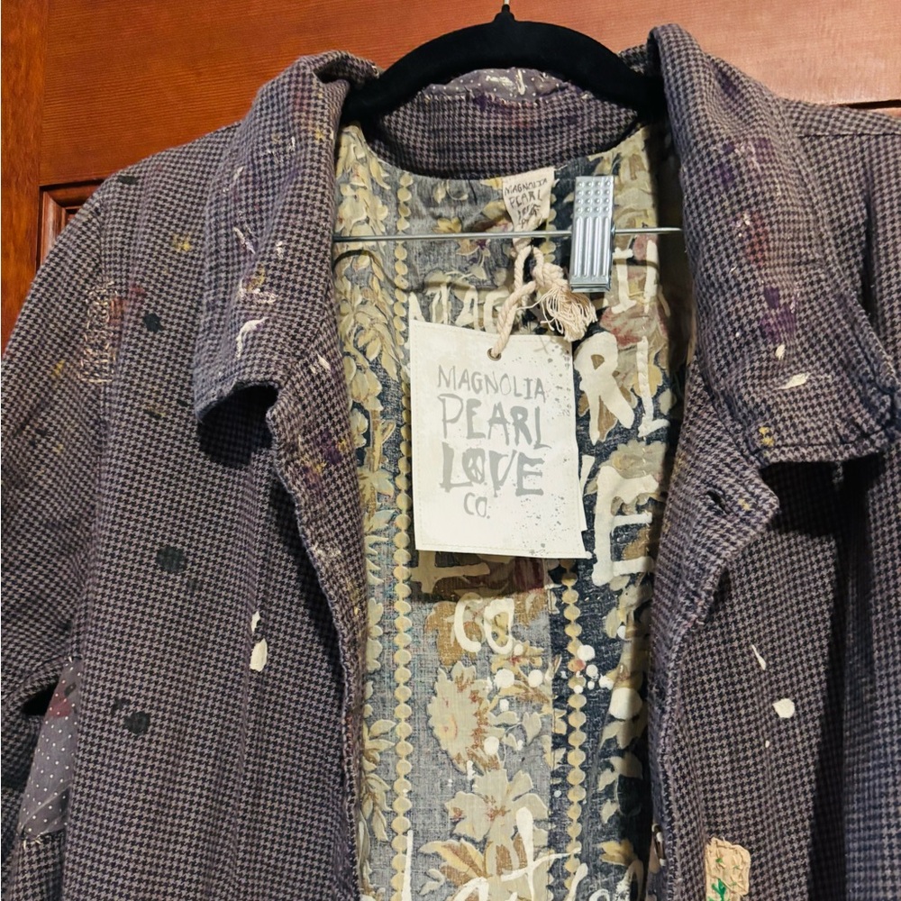 Magnolia Pearl Black and Gray Jacket with Floral Accents